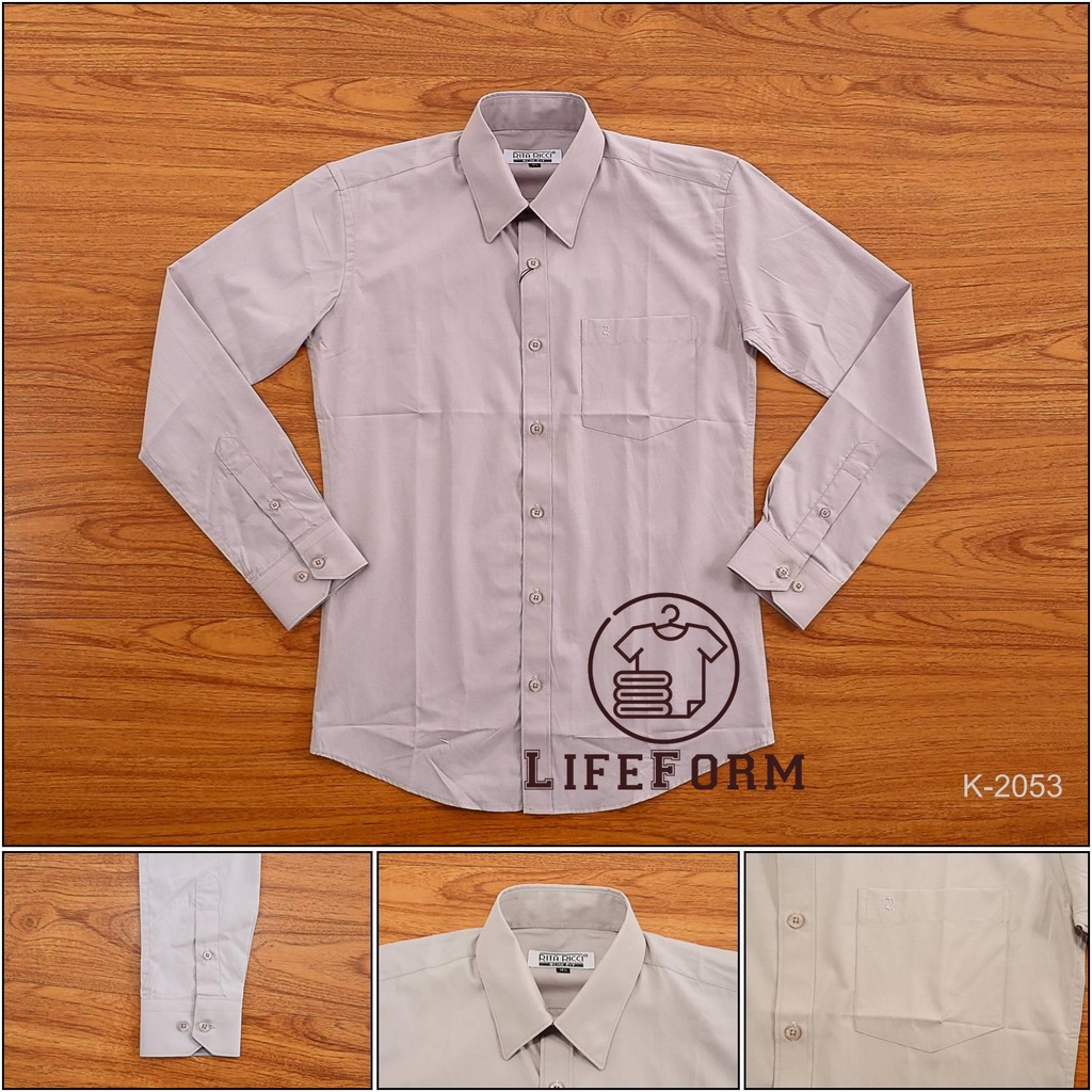 KEMEJA FORMAL PRIA LENGAN PANJANG ABU MUDA RITA RICCI 14,5-16[K2053]