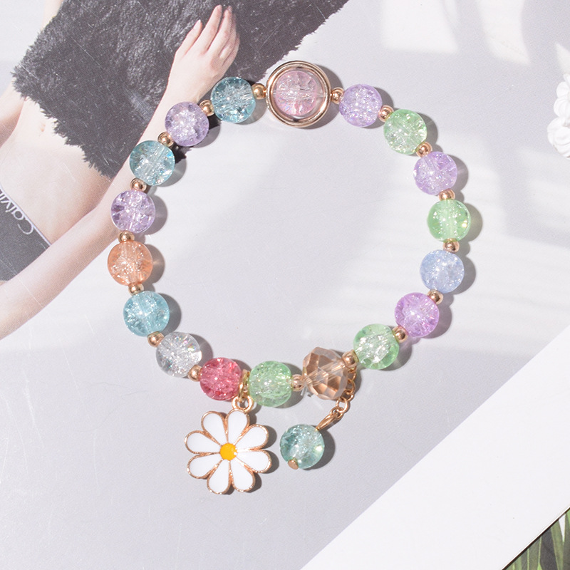 Korean Crystal Daisy Flower Tassel Bracelet Women Girl Bracelets Jewelry Accessories