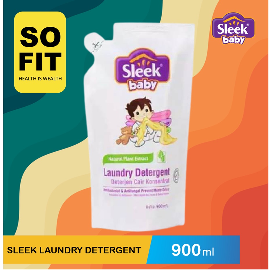 Sleek Baby Laundry Detergent Pouch Refill 900 ml / Detergent Bayi