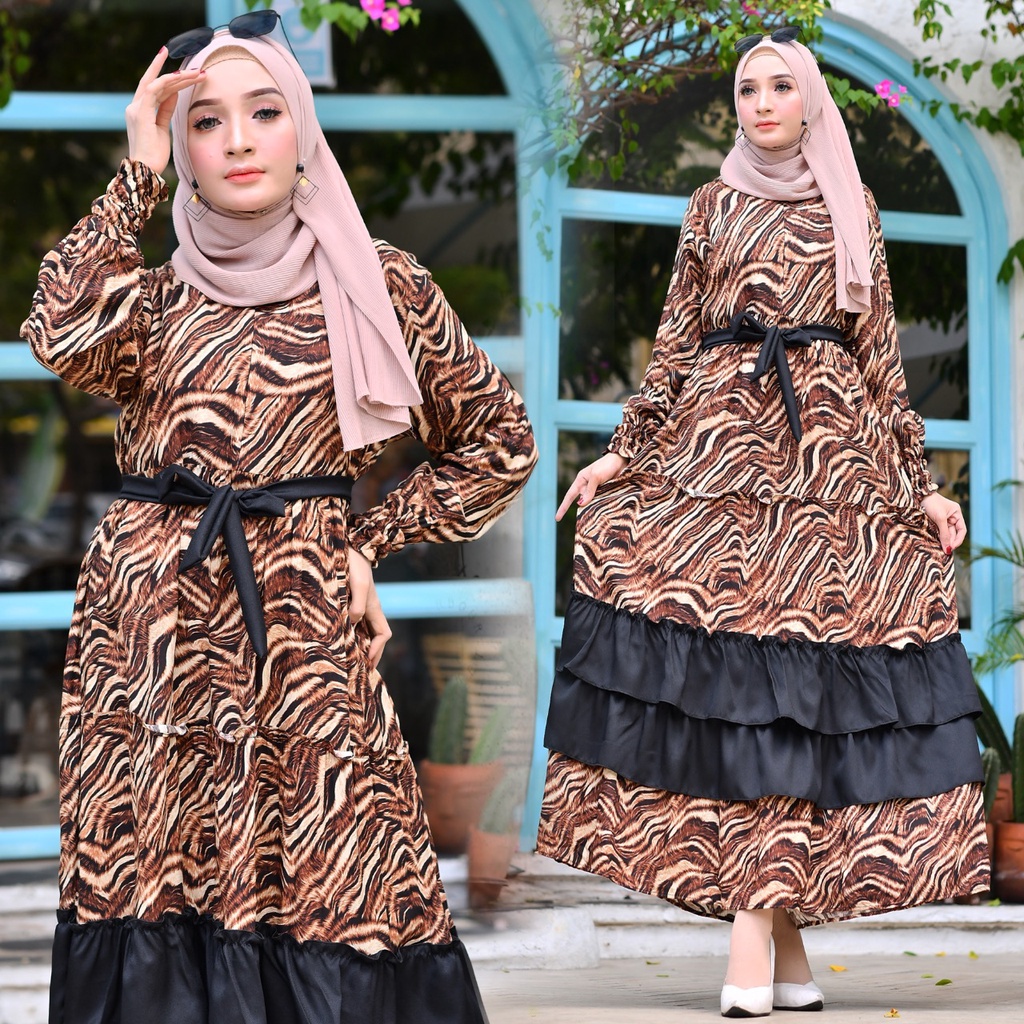 Rasya Leonita - COD Maxi Leya Zebra / Maxi Dewasa / Gamis Wanita Dewasa / Busui Friendly / Gamis Mur