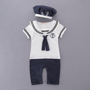 Romper Bayi Sailor Romper Baju Pelaut Anak Bayi Import-White