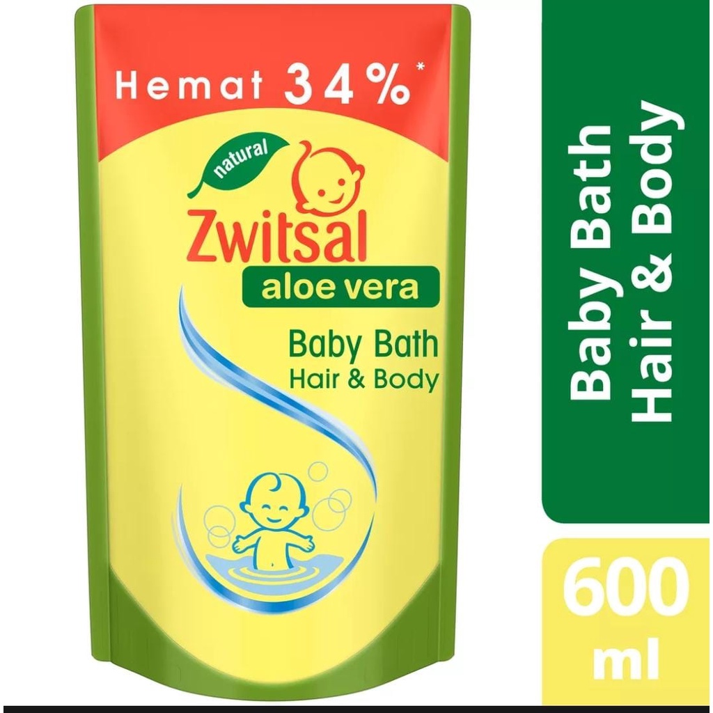 Zwitsal Baby Bath Hair &amp; Body Aloe Vera 600ml (Jumbo)