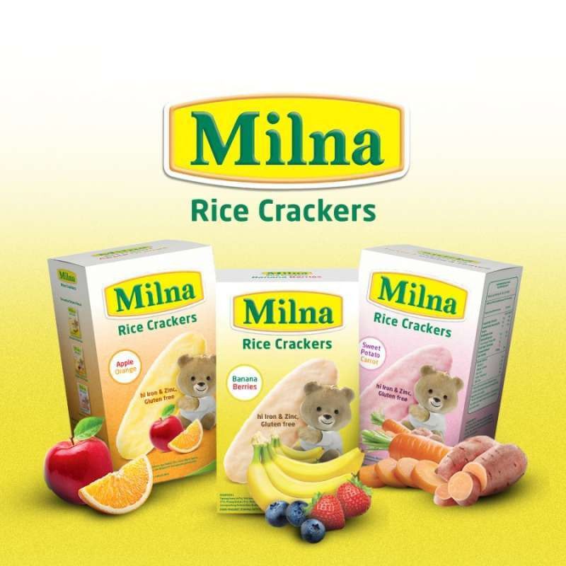 milna rice crackers cemilan bayi 6+ bulan