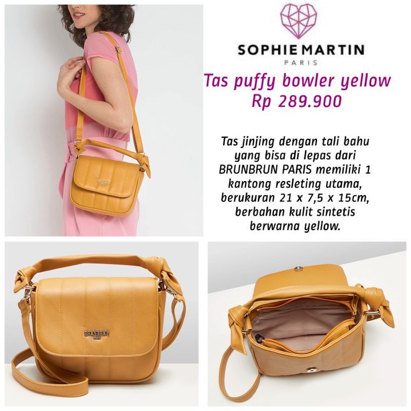 TAS PUFFY YELLOW (BOWLER,SLING) By BRUNBRUN PARIS TAS JINJING SELEMPANG & BAHU WANITA