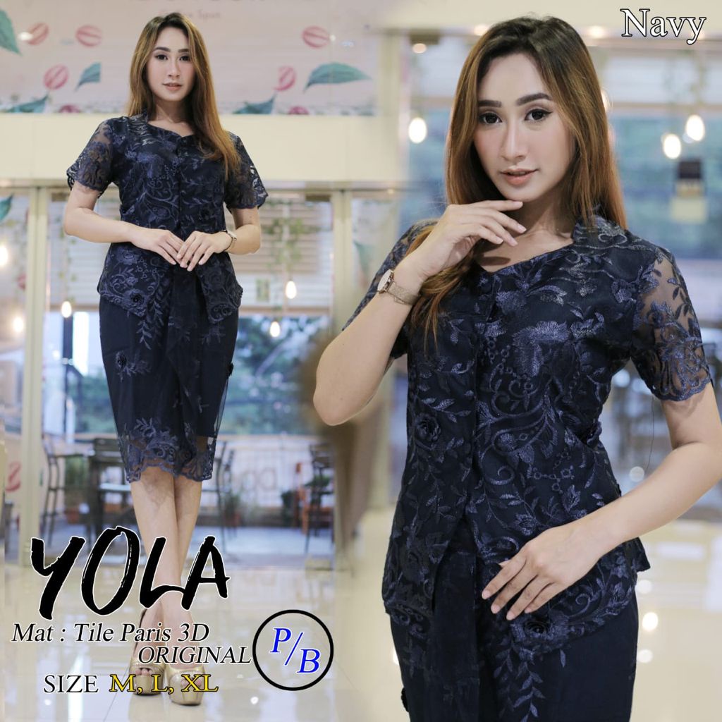 Kebaya Modern YOLA rok pendek / kebaya kartini / kebaya family / kebaya modis keluaran terbaru/Kebay
