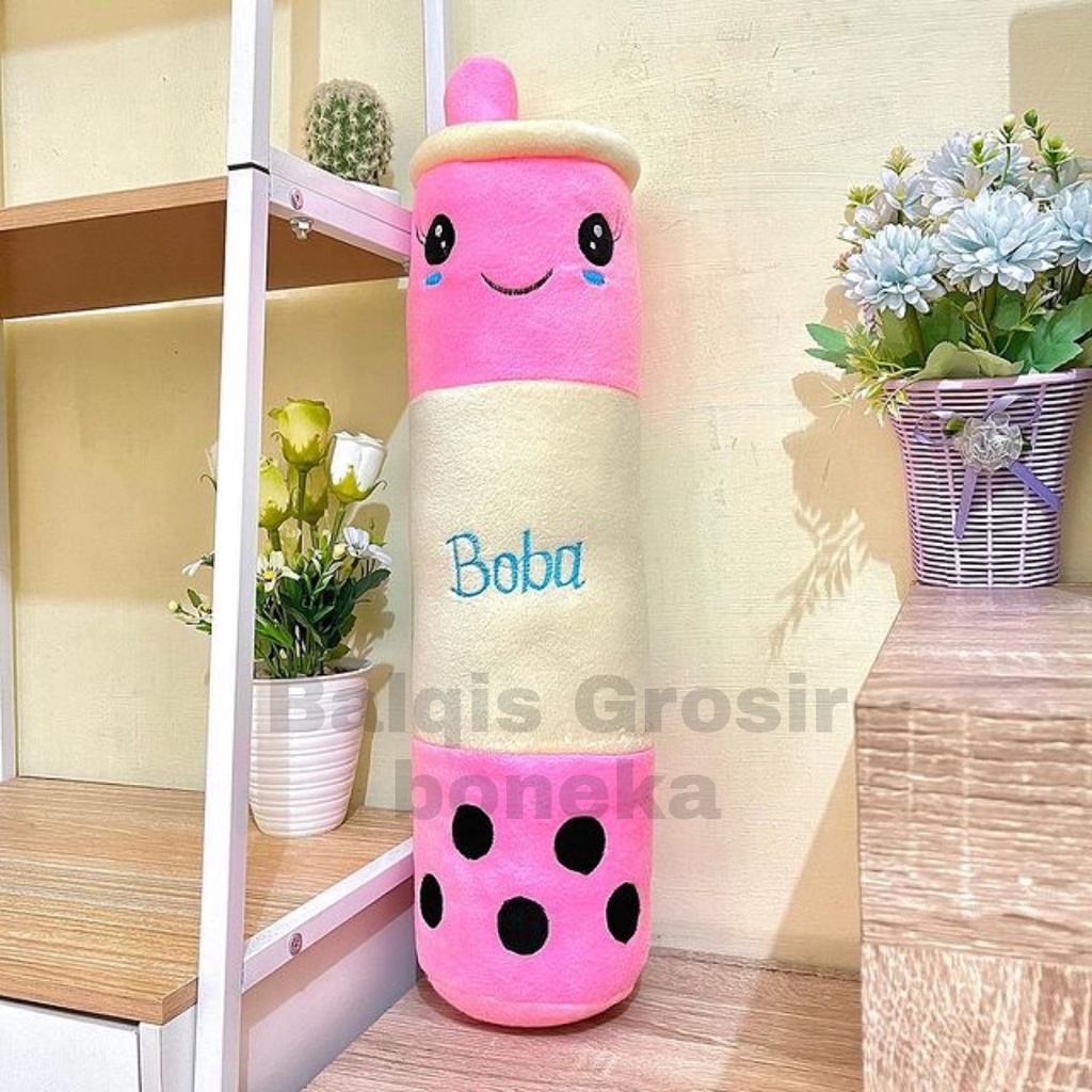 Boneka Guling Boneka Boba Milk Sugar bahan lembut dan halus tinggi 60cm