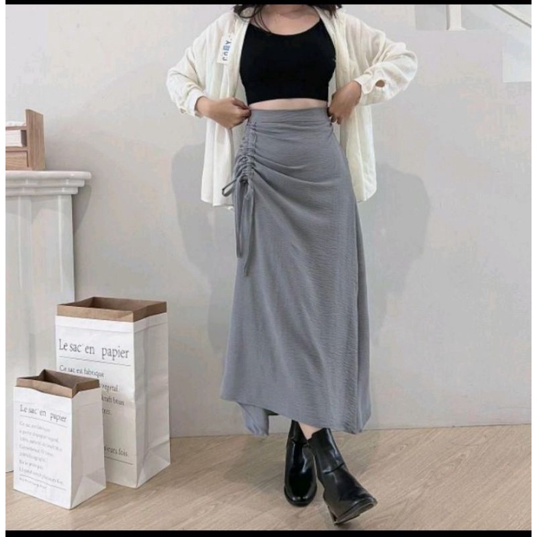Rok Serut Crinkle airflow premium/Rok wanita Cringkel/rok serut kringkel korean skirt-4