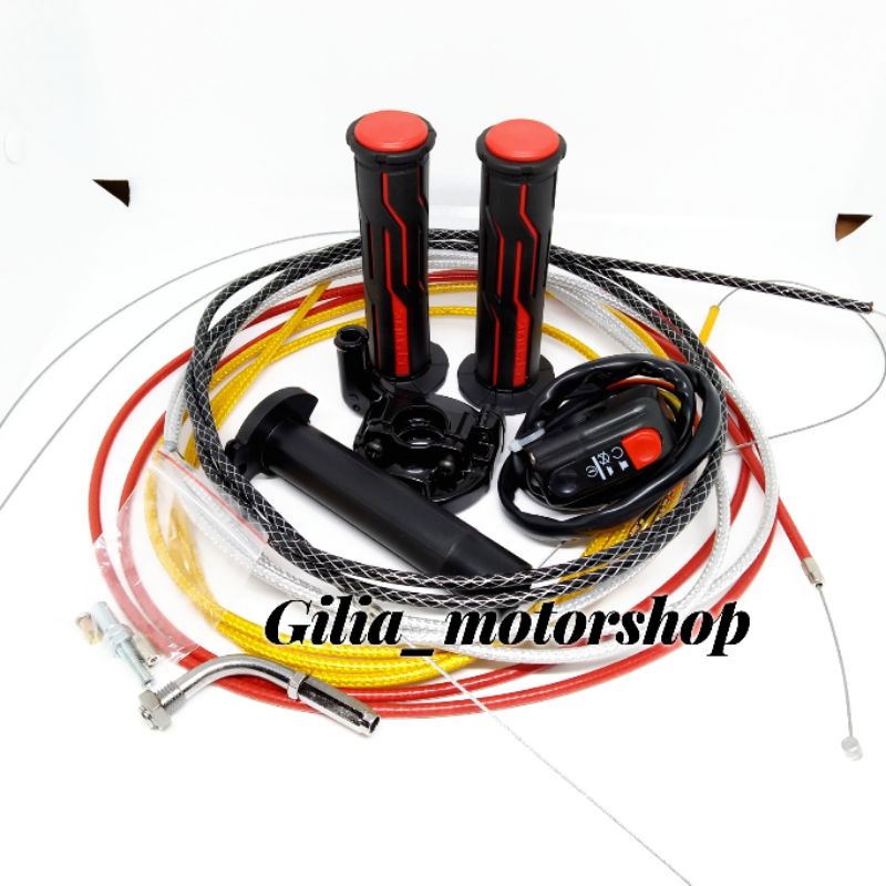 Gas spontan yz 125 Yamaha +2 Kabel Gas Serat Bonus Saklar dan Handgrip Merah