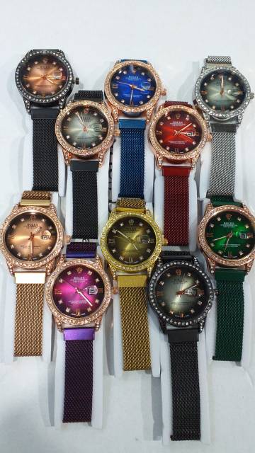 Jam Tangan Wanita Rolex Magnet Diamond Romawi Tanggal Aktif