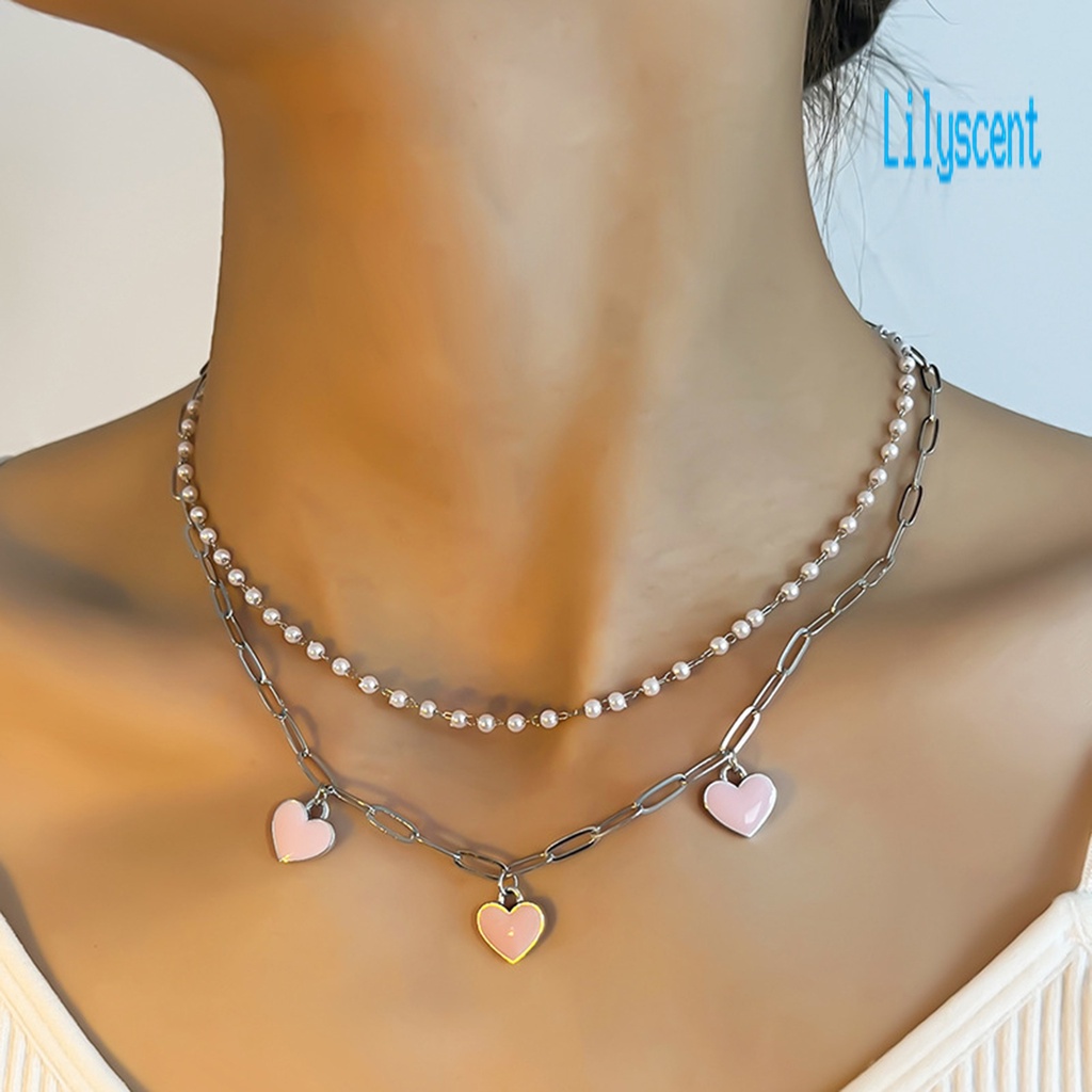 Perhiasan Kalung Kaki Wanita Model Rumbai Hati Warna Pink Aksen Mutiara Palsu Gaya Korea Untuk Hadiah