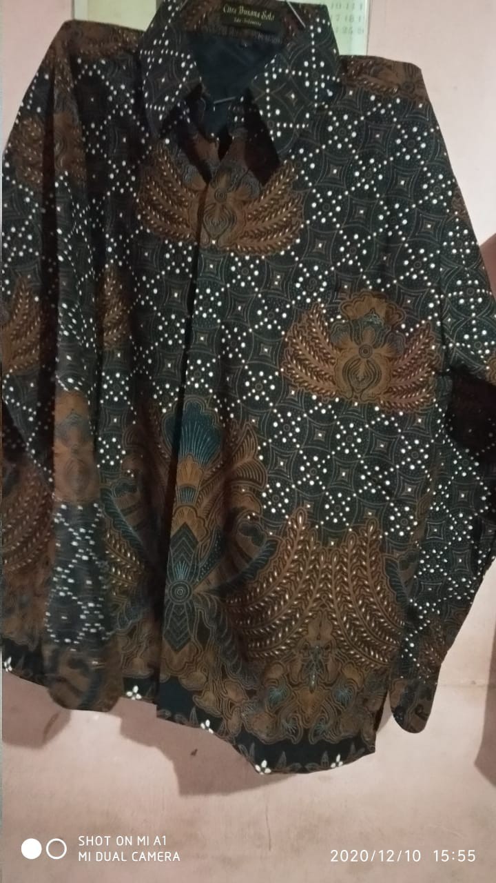 Pari Coklat Panjang Kemeja Batik Pria Full Furing Katun Sragenan