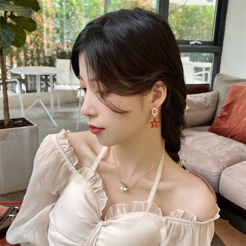 Anting Stud Silver Plated S925 Bentuk Bunga Kopi Untuk Wanita