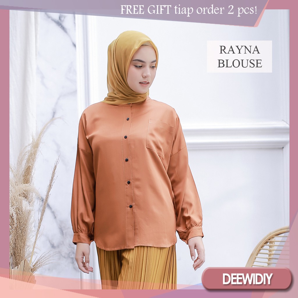 KEMEJA PANJANG WANITA BAHAN RAYON MUAT SAMPAI JUMBO - AMELIA BLOUSE DEEWIDIY