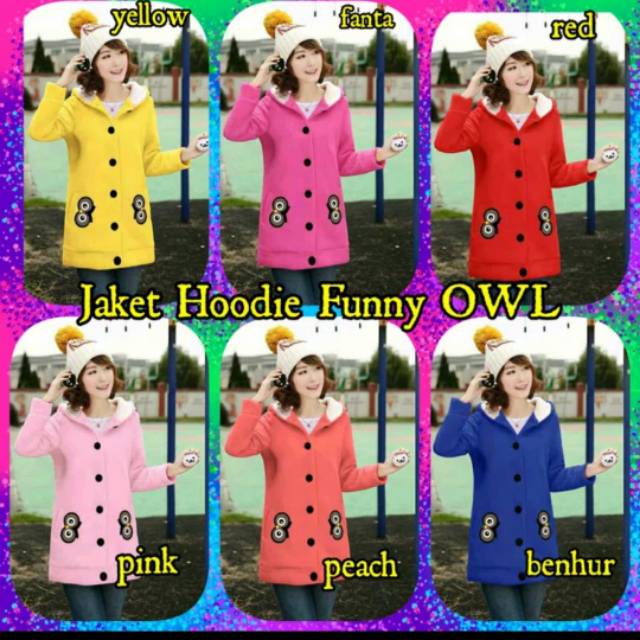 Jaket Wanita Hoodie Karakter Owl Lucu Imut Cute Bagus Casual