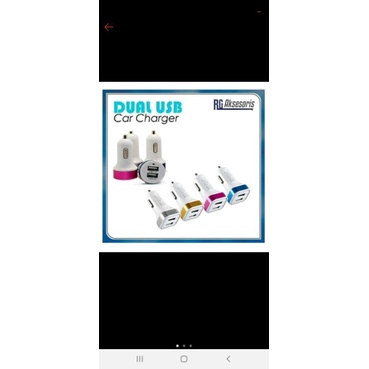 Batok Charger Mobil 2 output 2, 1 Amper fast charger
