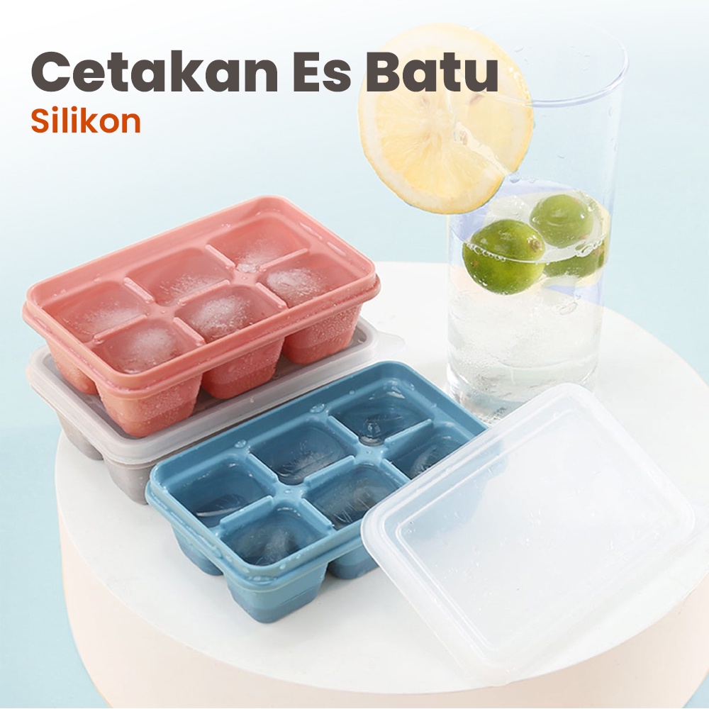 Cetakan Es Batu Silikon Dengan Tutup Ice cube Tray