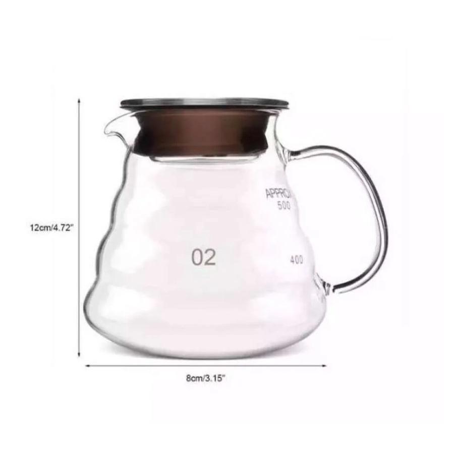 Teko Kopi Kaca 600 ml Cloud Coffee Server Pour Over V60 Drip Glass Pot