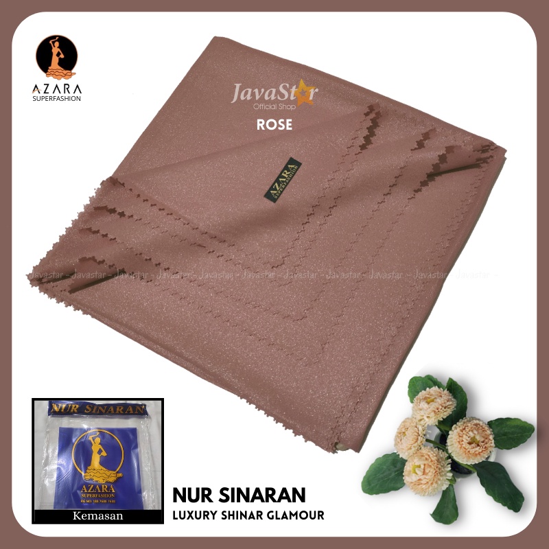 (GROSIR COD) Jilbab Azara luxury NUR sinar glamour Laser Cut kerudung hijab segiempat glowing-Rose