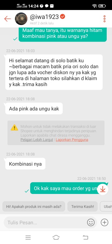 Kemeja Batik Pria Ginandra Ungu Full Furing Reguler Fit