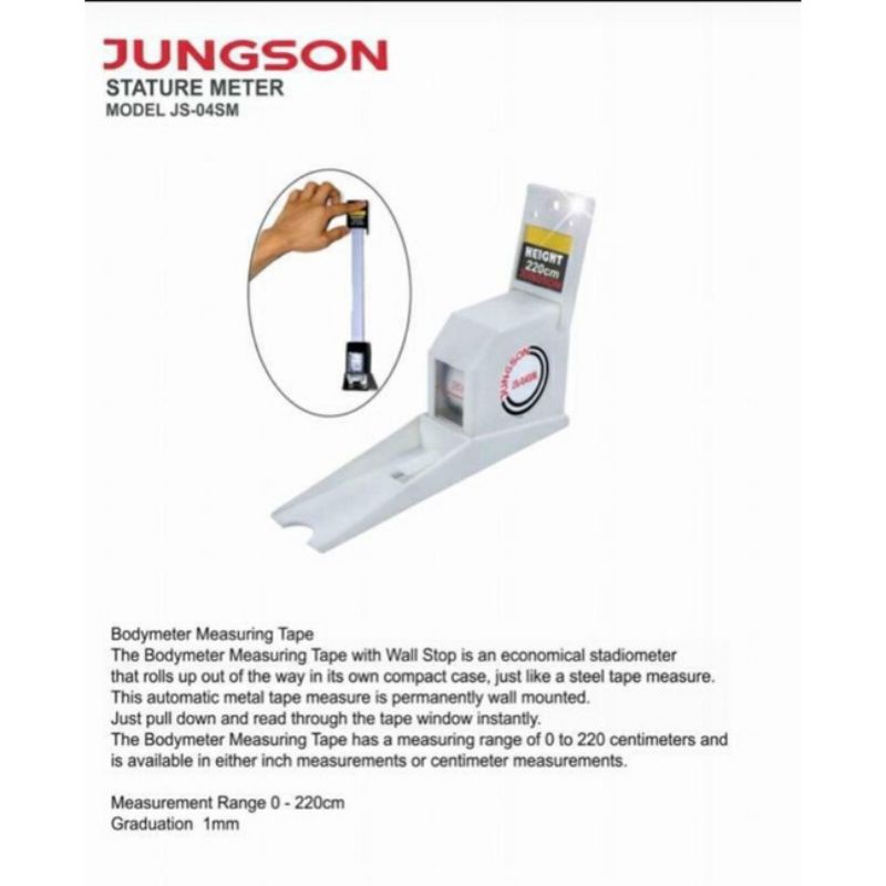 Stature meter Jungson JS 04 SM 220 Cm / Alat ukur tinggi badan / Microtoise