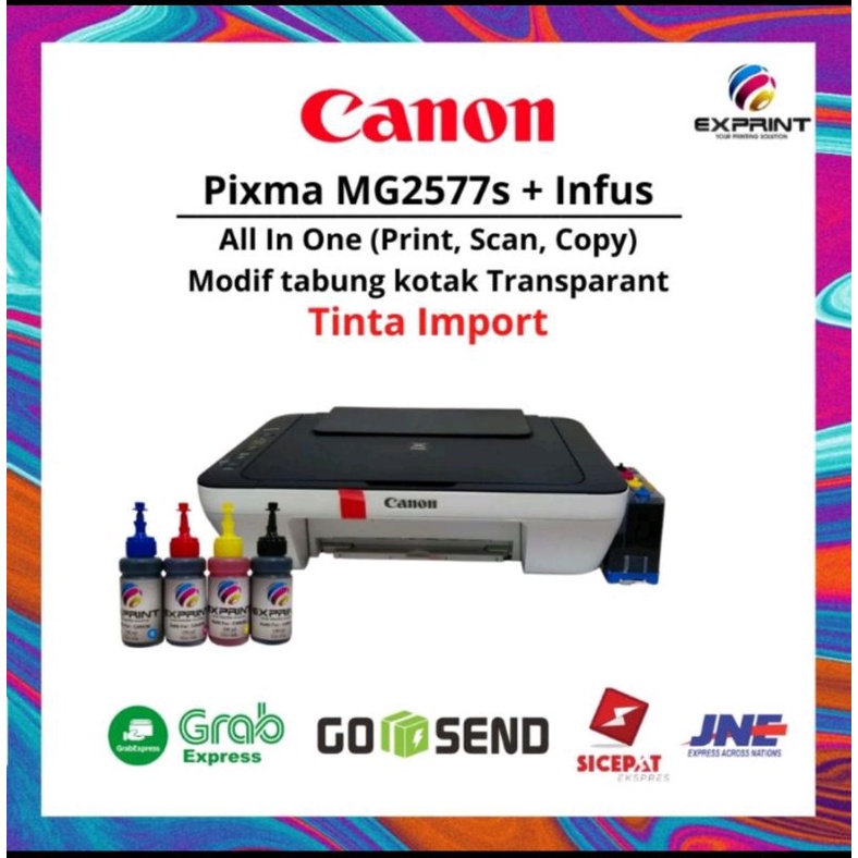 Printer Canon Pixma MG2570s All in One+Infus Tabung Transparant