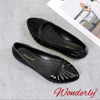 Image of Wonderly Sepatu Jelly Wanita Flat L595 HTM PVC / Sepatu Korea (Khusus Hitam)