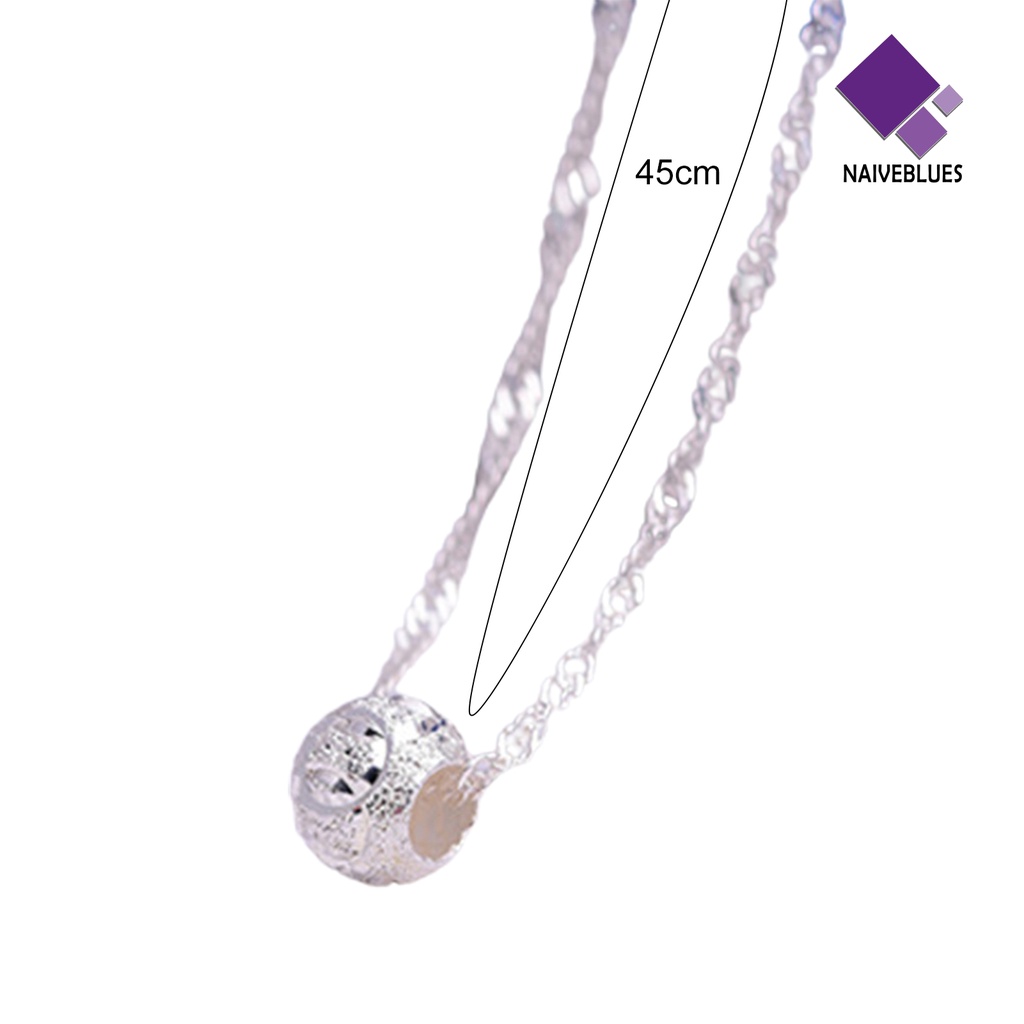 Kalung Rantai Liontin Manik-Manik Air Bahan Stainless Steel Warna Silver Untuk Wanita