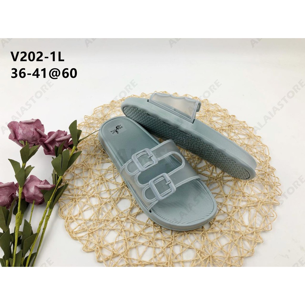 Sandal Slop Wanita Korea / Sandal Slop Bening Cewek Gesper - V202-1 / Sandal Wilona