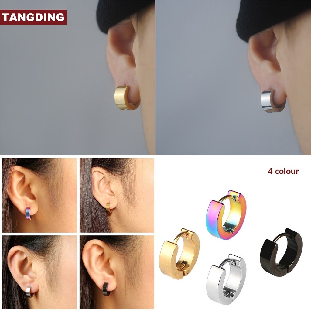 【COD Tangding】1PC Men Titanium Steel Earring Retro Hip Hop Earstuds Fashion Accessories Jewelry