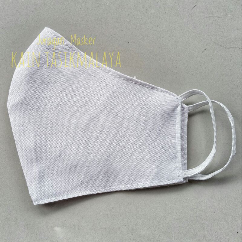 Masker Kain Katun Putih Polos Dewasa 2 Lapis 2 Layer 2 Ply Earloop, Makser Kain Motor Anti Debu9