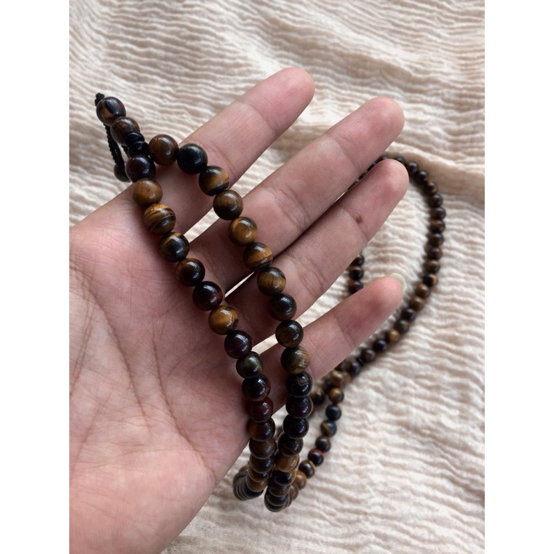 Tasbih Batu Tiger Eye 99 Butir (8mm)