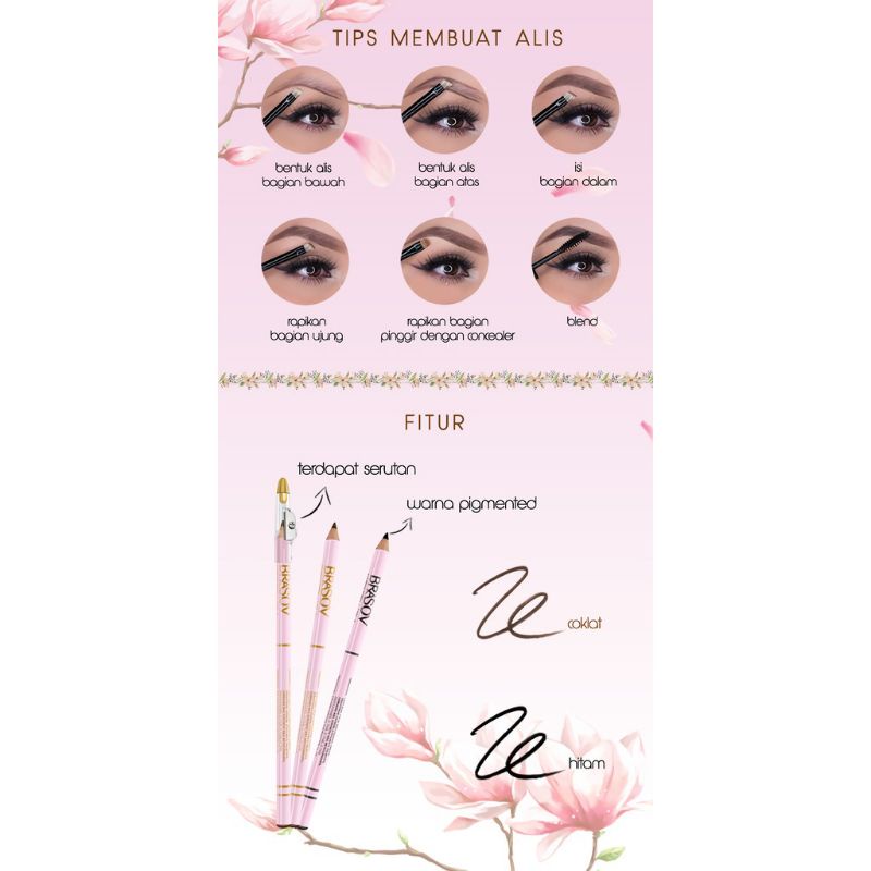 BRASOV Eyebrow Pencil 2 in 1 TYPE  (Pensil Alis + Sharperner)