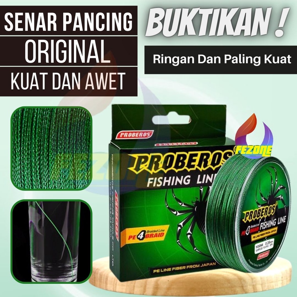 Benang Pancing Senar PE x4 micro UL Proberos Braided Line FEZONE