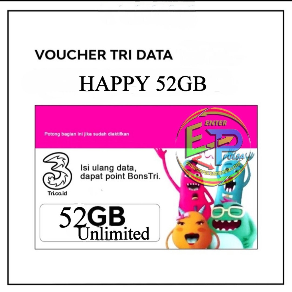 Voucher Tri Happy 52GB unlimited