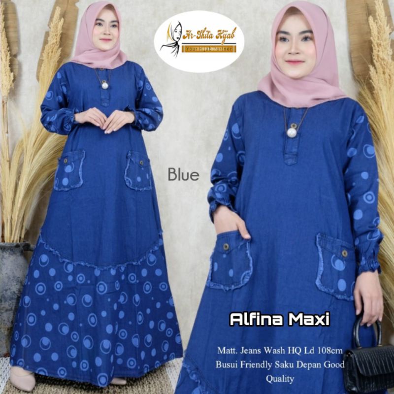 Gamis Jeans Alfina Maxy Good Quality By Ar Shita
