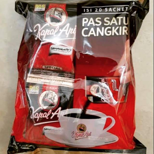 

Kopi Kapal Api Bubuk Pas Satu Cangkir 20 Sachet × 6,5gr