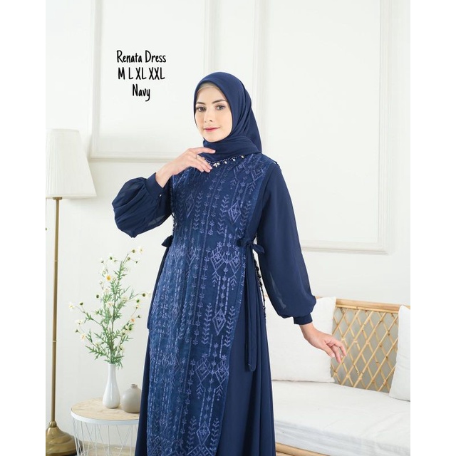 Gamis Tile Renata Modern / Gamis Kondangan / Gamis Mutiara / Gamis Pesta / Gamis / Gamis Wisuda / Gamis Tile / Gamis Kebaya Wanita