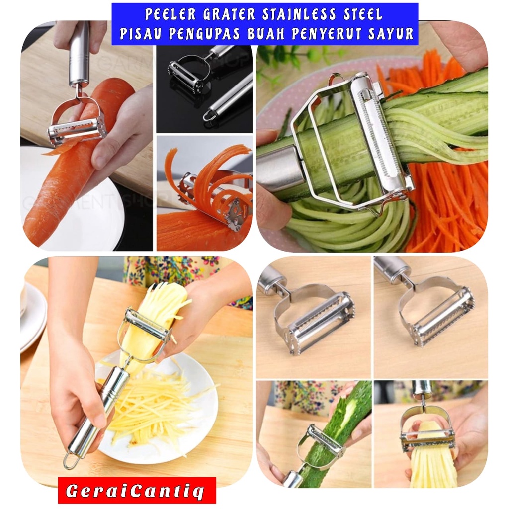 PEELER GRATER STAINLESS STEEL PISAU PENGUPAS BUAH PENYERUT SAYUR 2 IN 1