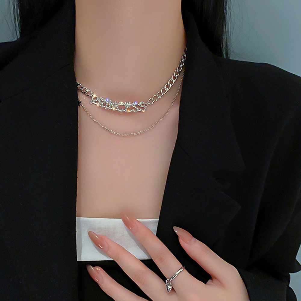 Kalung Rantai choker Liontin Hati Lumba-Lumba Model Lapis Ganda Gaya punk Untuk unisex