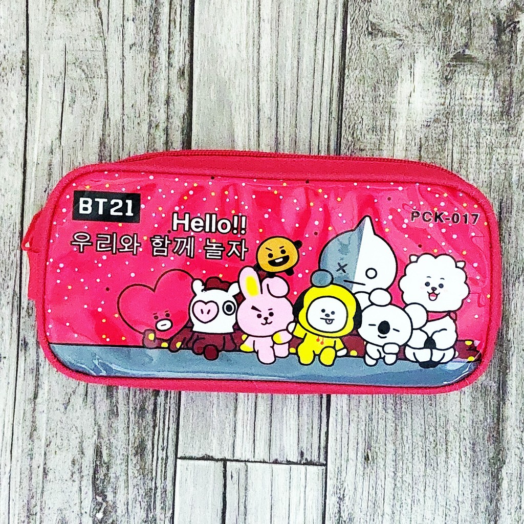 KOTAK PENSIL BT21 KPOP / TEMPAT ALAT TULIS BT21 TERLARIS-K.P - BT21 MERAH