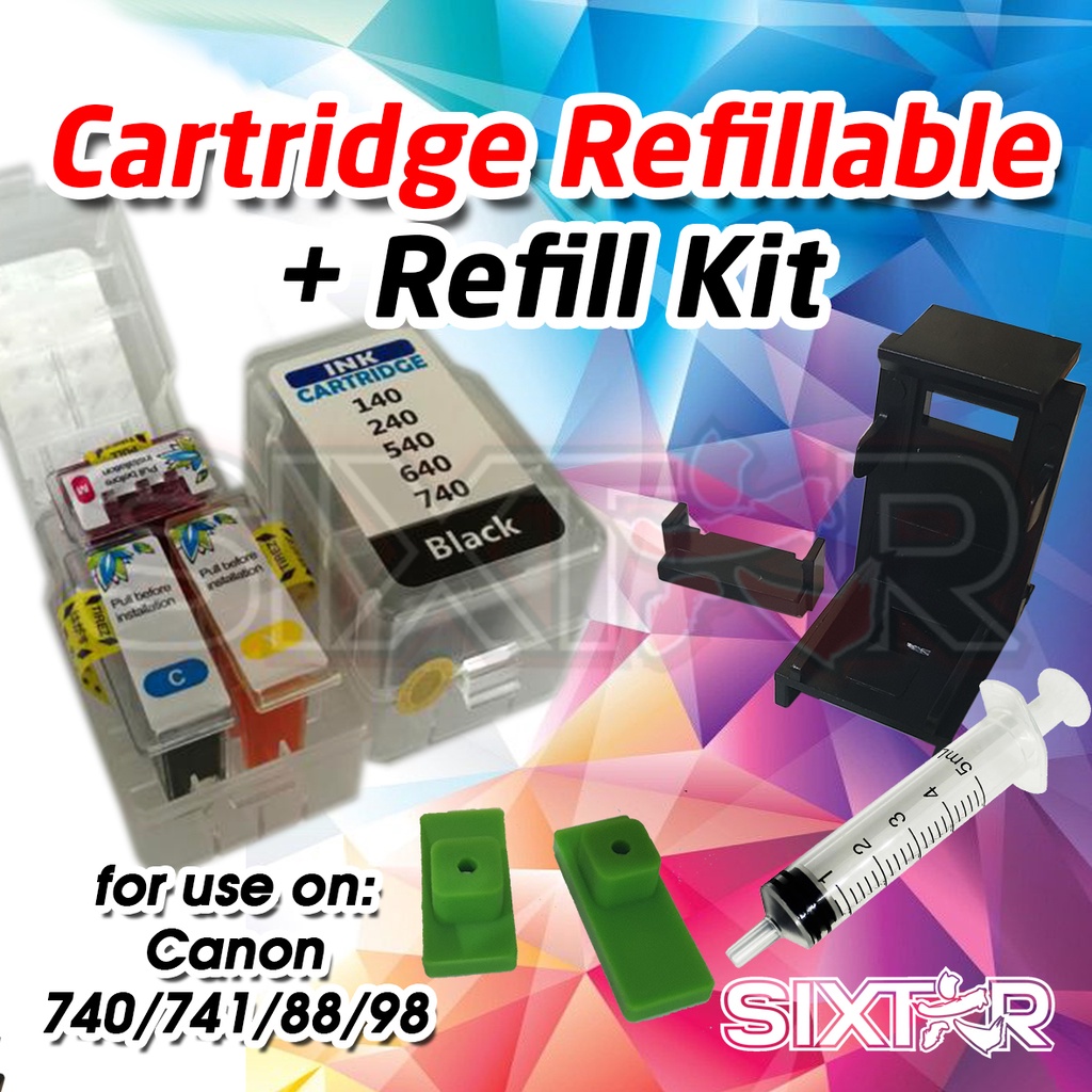 PAKET Refill Kit + Refillable Cartridge 740 dan 741 / 87 dan 97 / 88 dan 98 / 640 dan 641 DLL