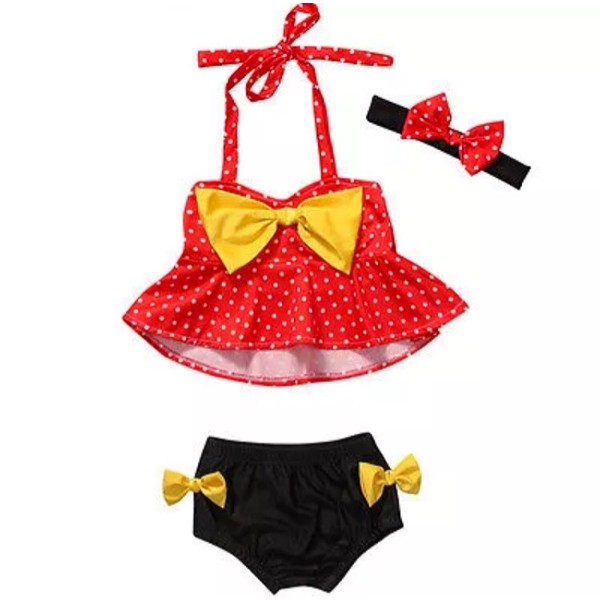 BIKINI BAYI ANAK PEREMPUAN IMPORT BAJU RENANG MINNIE MOUSE POLKADOT
