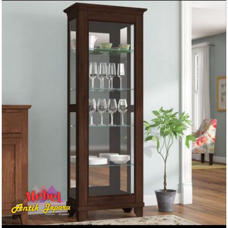 Lemari hias,lemari pajangan jati minimalis