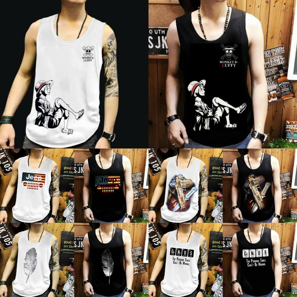 Cod- Shalch trendy / Singlet Combed Hitam dan Putih / Lekton Pria