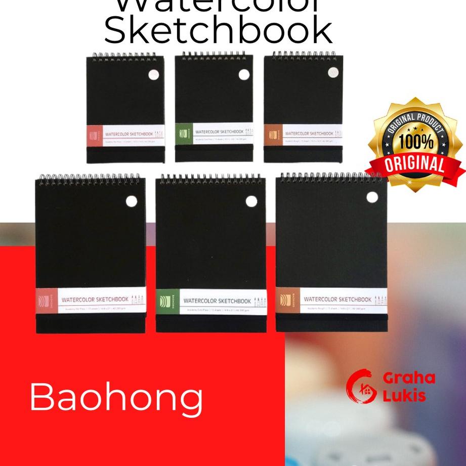 

[PROMO BET65] Baohong Watercolor Sketchbook Academy Spiral Cotton 300gsm Terbaru