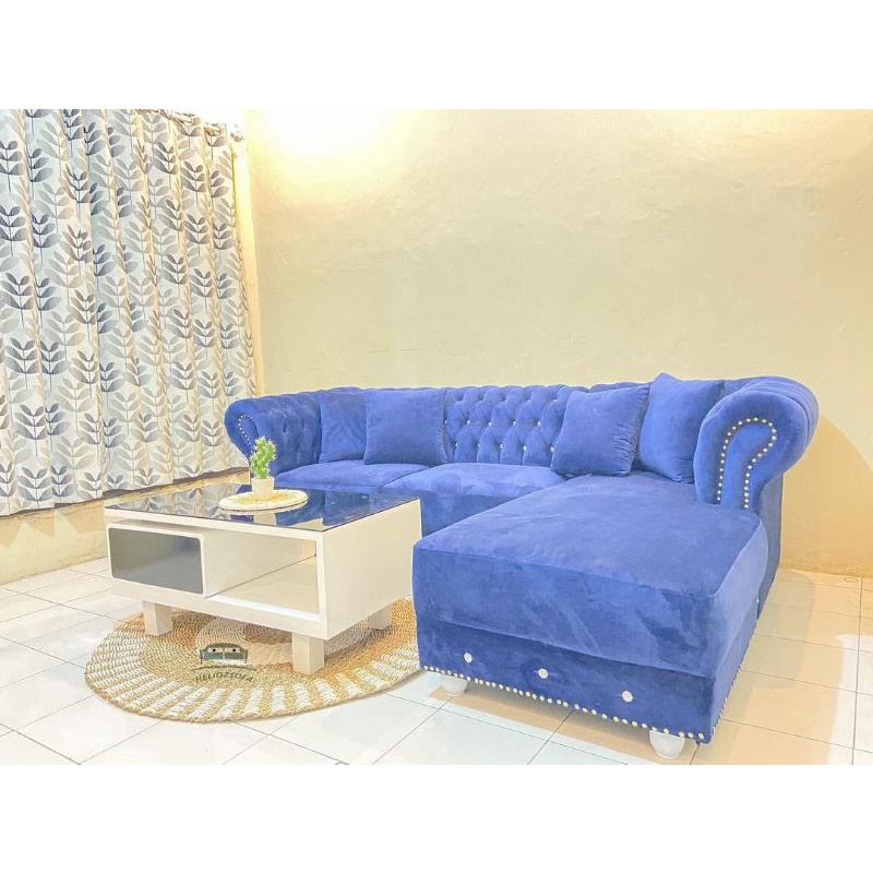 sofa selonjor chester set meja minimalis kaca