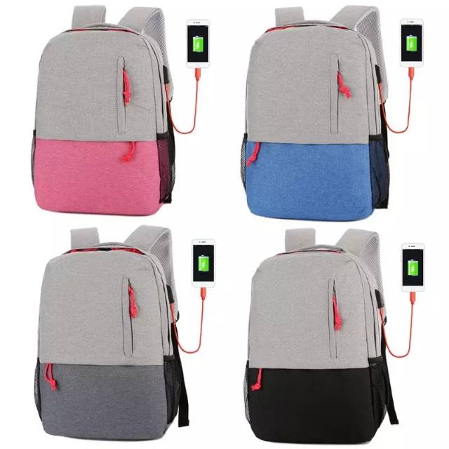 Ransel Pria Fashion Warna Solid Tas Sekolah Kain Oxford Berlapis untuk Remaja Laki-laki Ransel Laptop Tahan Air Kapasitas Besar