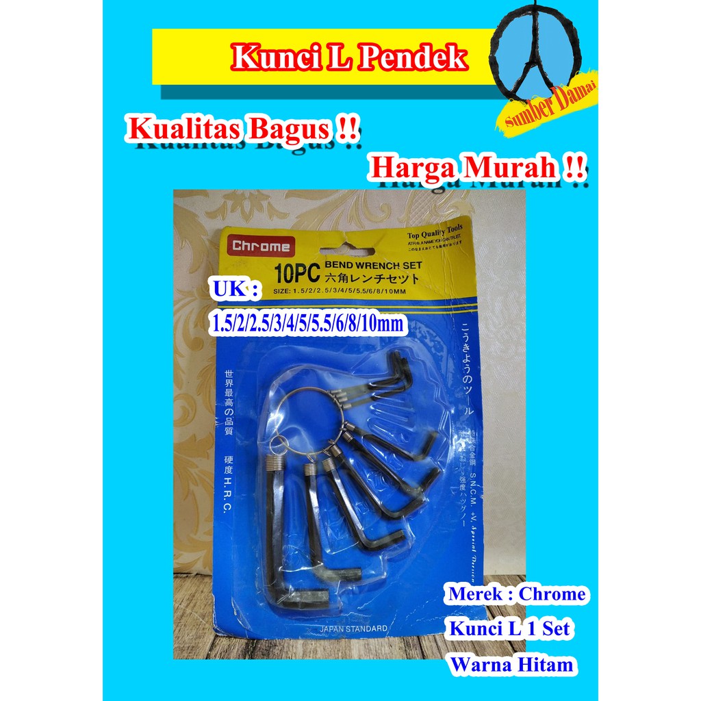 Kunci L Pendek / Kunci L bintang / Kunci L kecil 1 set isi 10 Pcs