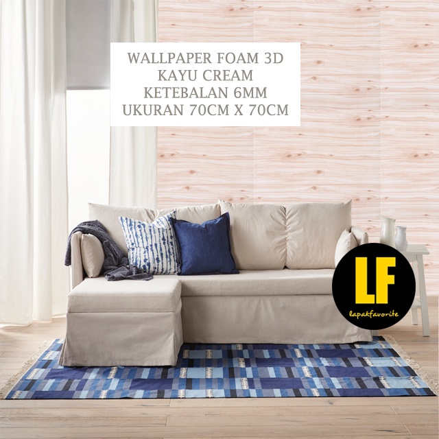 AA Wallpaper Stiker Dinding Kayu Cream 3D Foam Premium Wallpaper Sticker