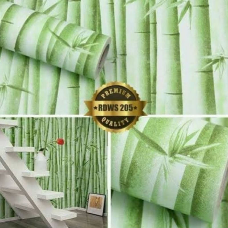 Wallpaper Dinding Sticker Dinding Motif Bambu Hijau